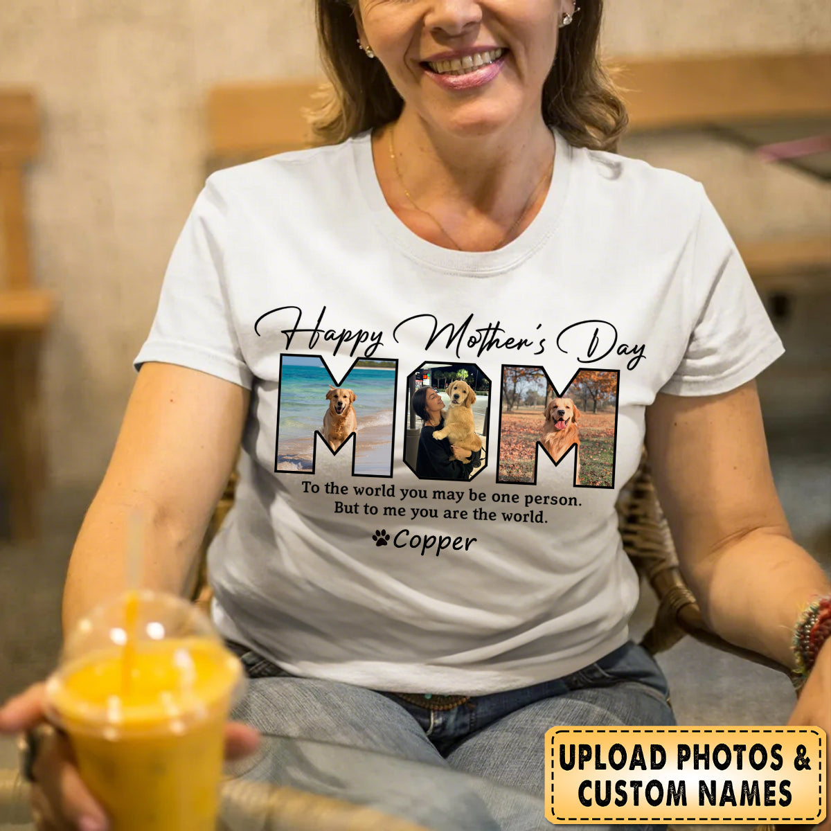 Custom Photo Happy Mother's Day To Dog Mom - Personalized T shirt