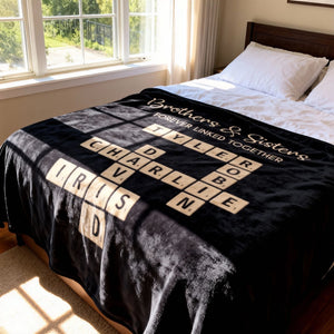 Brothers & Sisters Forever Linked Together - Family Personalized Crossword Puzzle Art Personalized Blanket