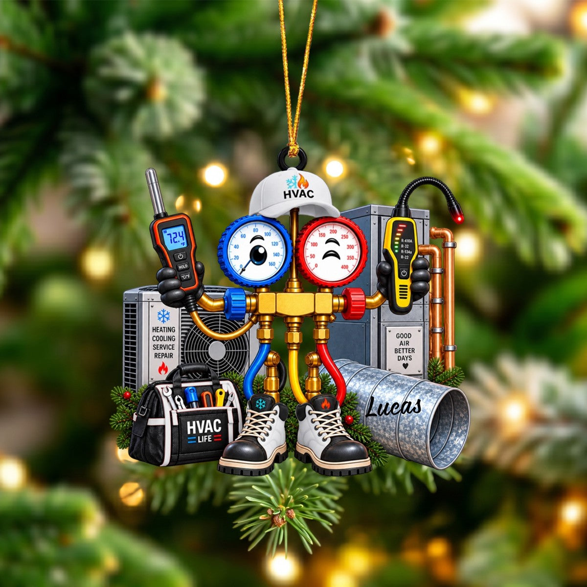 Personalized HVAC Christmas Ornament – Custom AC Technician Gift | Funny Holiday Décor For HVAC Technicians & Electricians