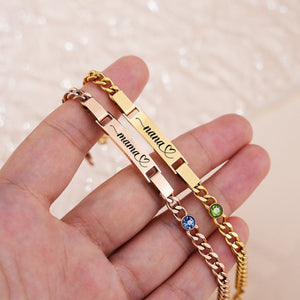 Engraved Name Birthstone Bracelet For Mom Grandma