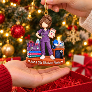 Personalized "Just A Girl Who Loves Nursing" Acrylic Ornament – Custom Name Keepsake Gift For Nurses