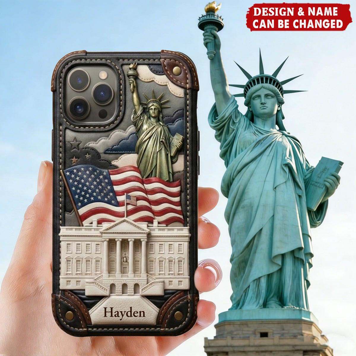 American 250th Anniversary - Personalized Leather Phone Case