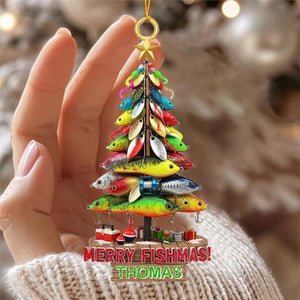 MERRY FISHMAS! - Personalized Custom Fishing Lures Shaped Acrylic Ornament