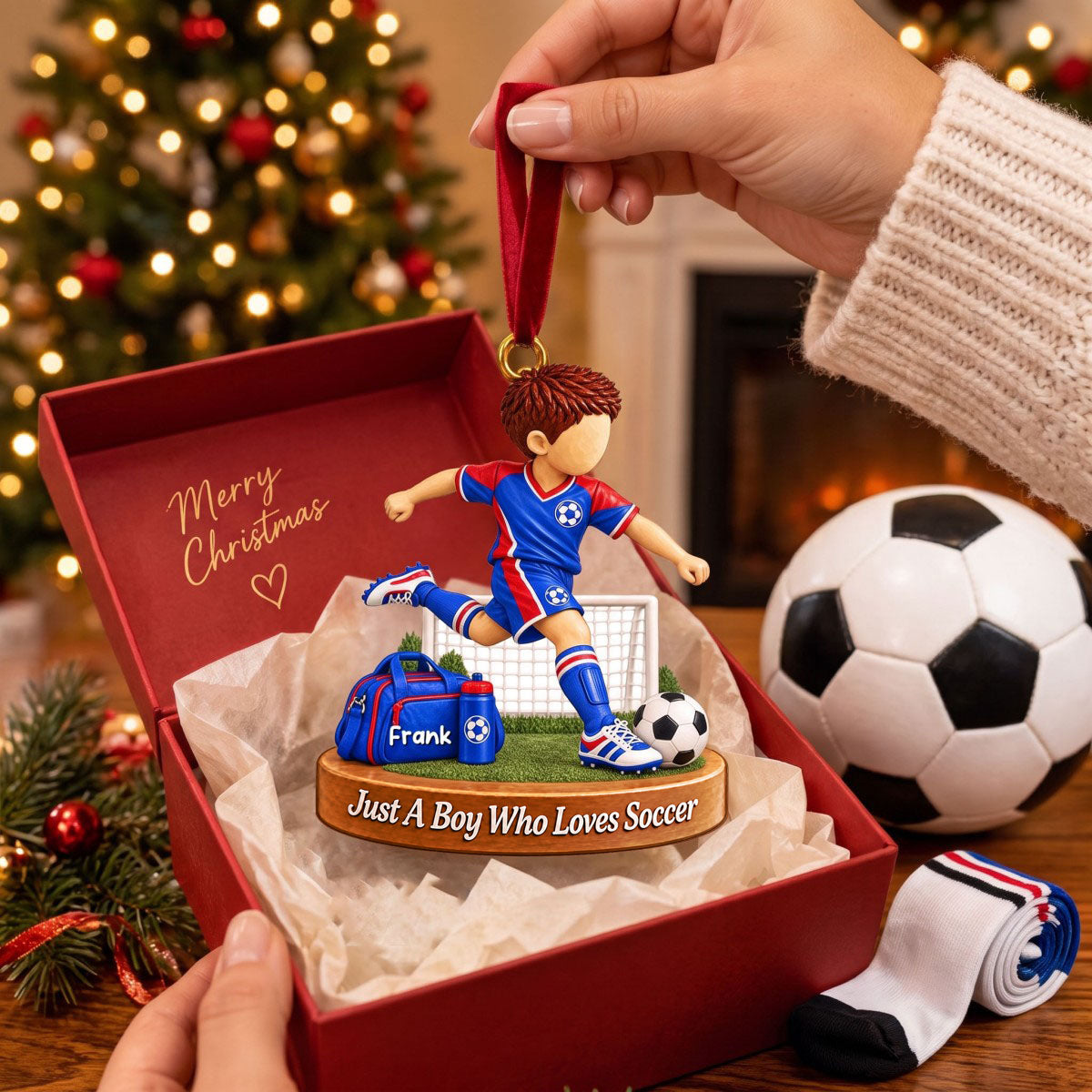 Personalized Soccer Boy Soccer Girl Christmas Ornament