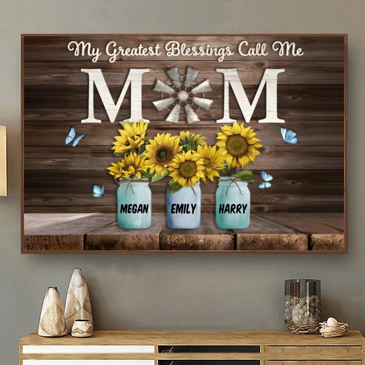 My Greatest Blessings Call Me Mom - Custom Names Canvas, Mother's Day Gift