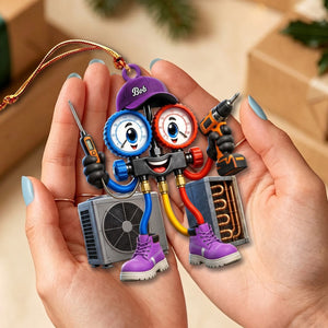 HVAC Manifold Gauge Mascot Hanging Ornament – Personalized Gift For Heating & Cooling Professionals