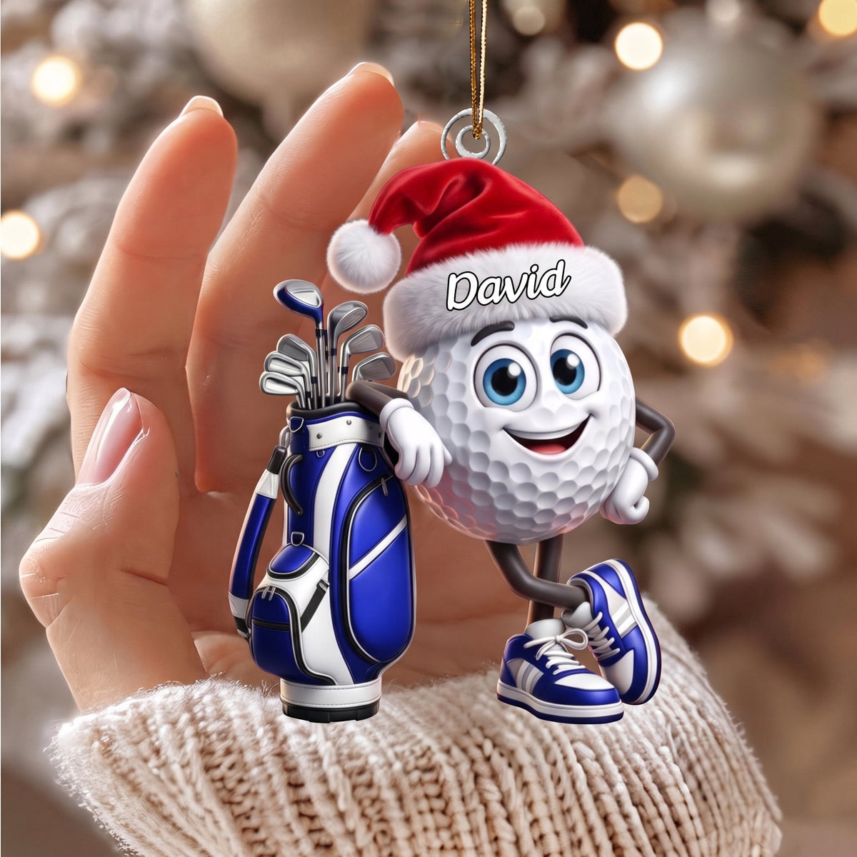 Golf Player Personalized Christmas Hanging Ornament – Holiday Gift For Golf Lovers