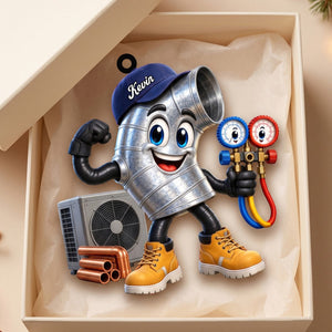 Flexing Ductwork HVAC Mascot Ornament – Personalized Gift For HVAC Technician