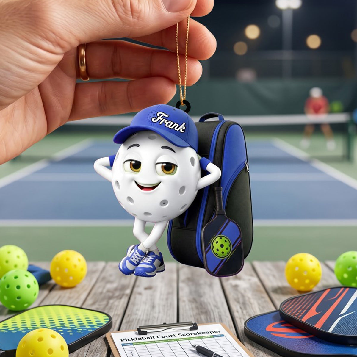 Pickleball Mascot With Sports Bag Ornament - Personalized Gift for Pickleball Enthusiasts