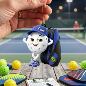 Pickleball Mascot With Sports Bag Ornament - Personalized Gift for Pickleball Enthusiasts