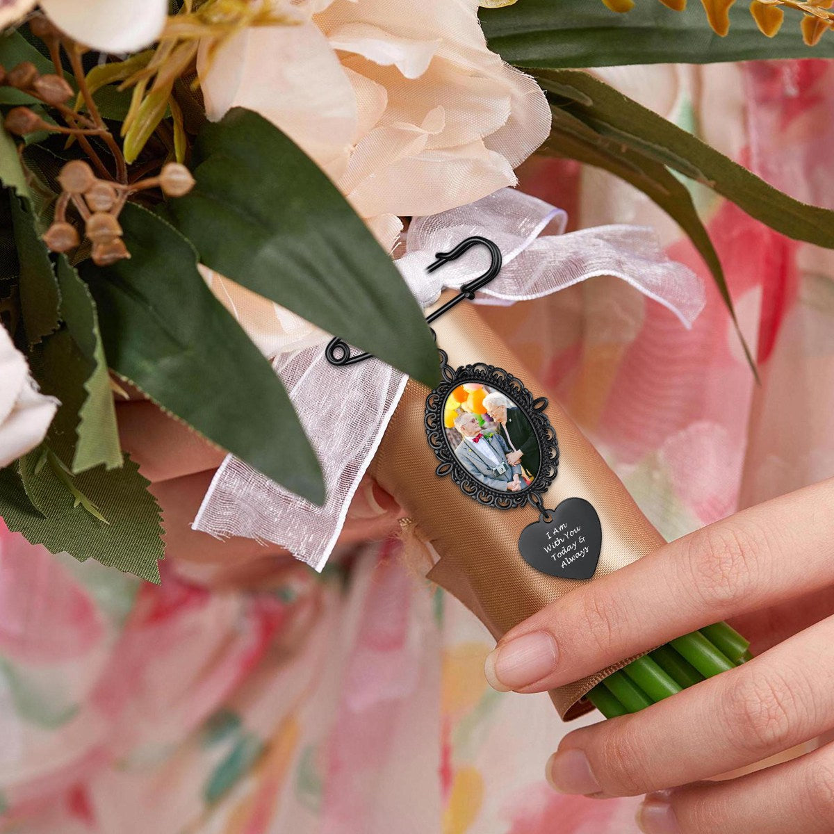 Personalized Wedding Bouquet Picture Charms Brooch Pins