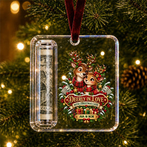 Custom Name Couple Christmas Money Holder Acrylic Ornament – Personalized Holiday Keepsake