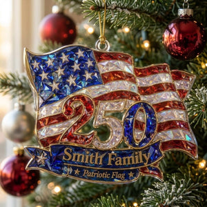 Personalized 1776–2026 Patriotic Flag Acrylic Ornament – America 250th Family Keepsake Gift