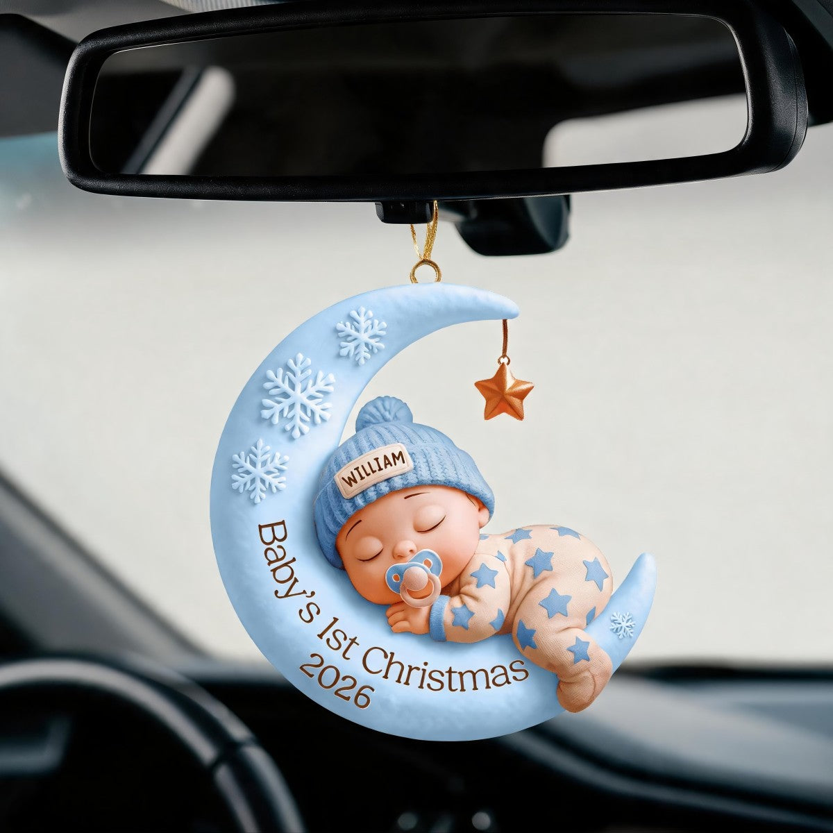 Sleeping Baby On Moon – Baby's 1st Christmas Personalized Ornament