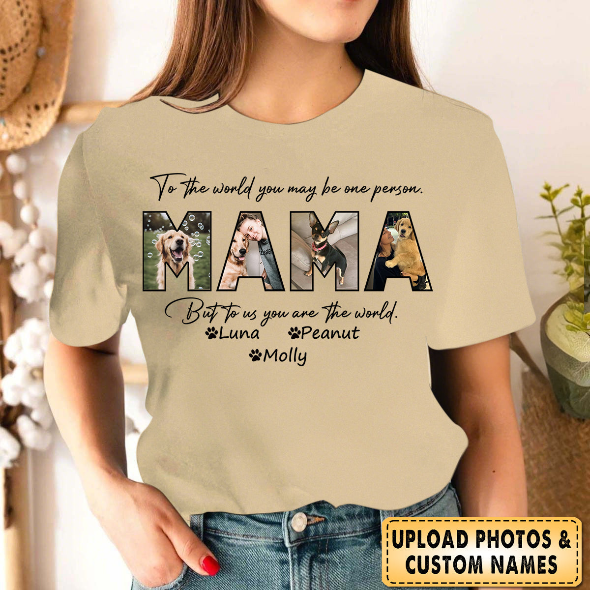 Custom Photo Happy Mother's Day To Dog Mom - Personalized T shirt