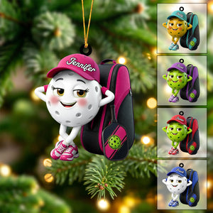 Pickleball Mascot With Sports Bag Ornament - Personalized Gift for Pickleball Enthusiasts
