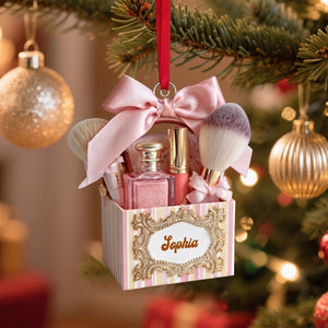 Makeup Set Beauty Brush Christmas Acrylic Ornament - Personalized Gift For Makeup Lovers