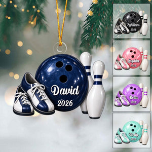 Personalized Bowling Acrylic Christmas Ornament, Bowler Christmas Gift