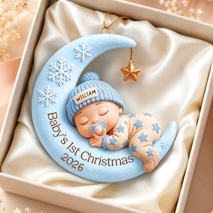 Sleeping Baby On Moon – Baby's 1st Christmas Personalized Ornament