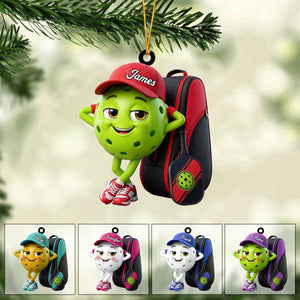 Pickleball Mascot With Sports Bag Ornament - Personalized Gift for Pickleball Enthusiasts