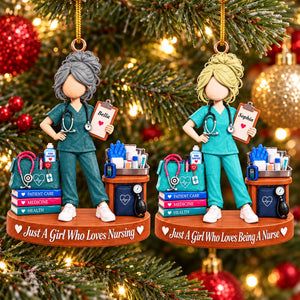Personalized "Just A Girl Who Loves Nursing" Acrylic Ornament – Custom Name Keepsake Gift For Nurses