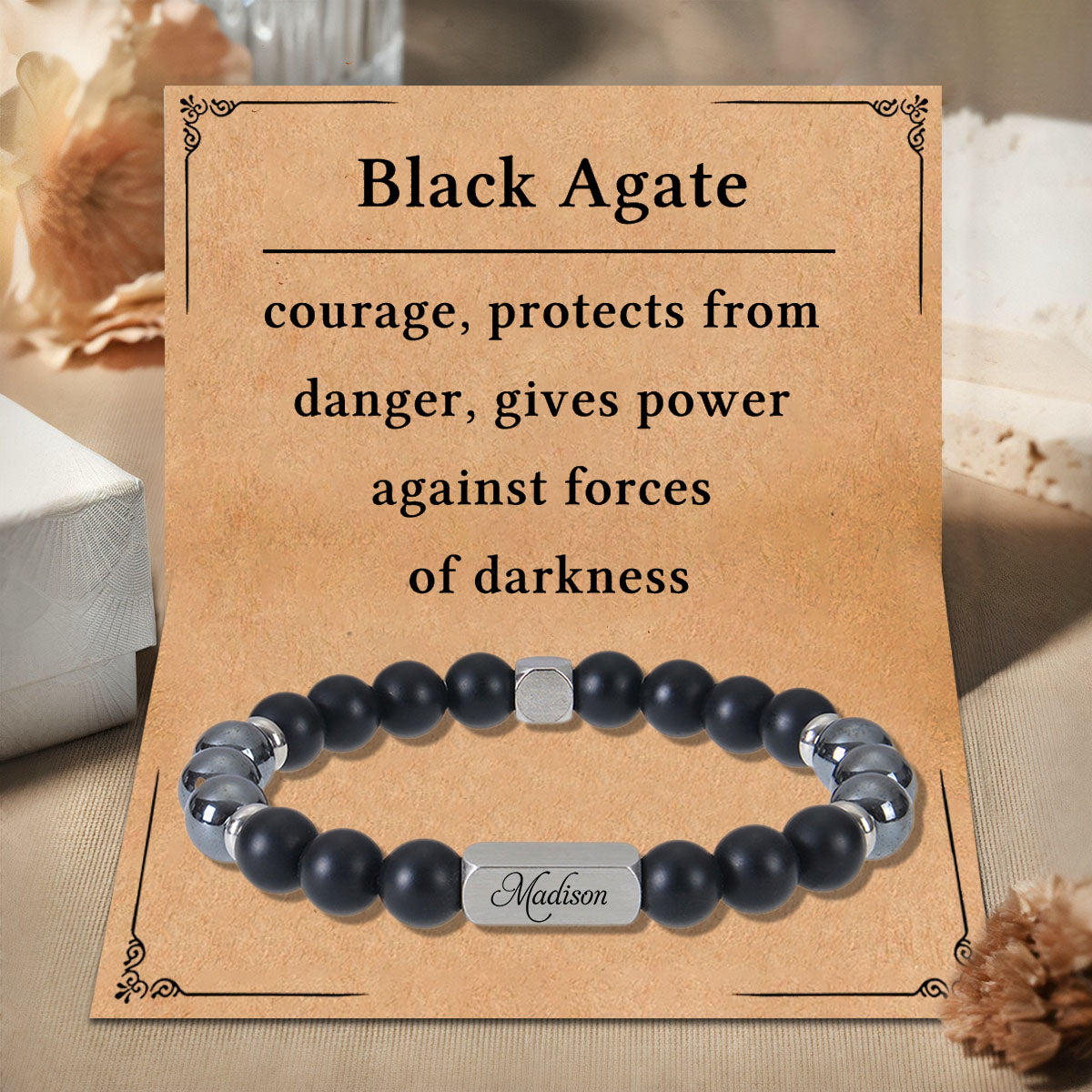 Personalized Name Crystal Beaded Bracelet, Tiger Eye Stone Bracelet