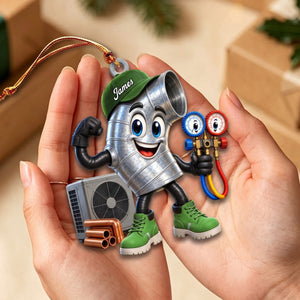 Flexing Ductwork HVAC Mascot Ornament – Personalized Gift For HVAC Technician