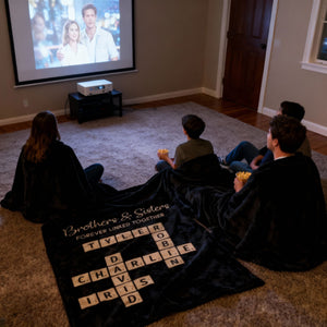 Brothers & Sisters Forever Linked Together - Family Personalized Crossword Puzzle Art Personalized Blanket