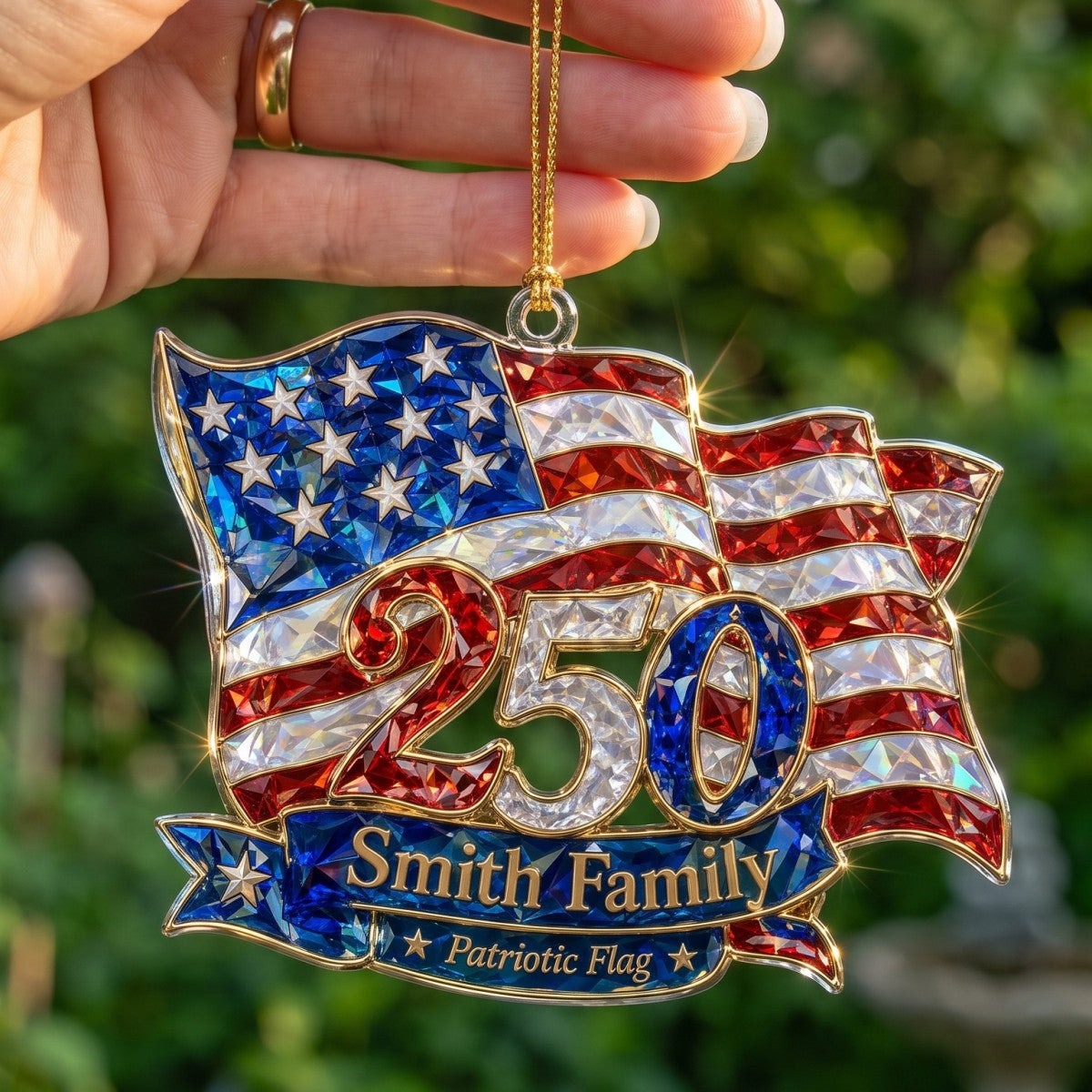 Personalized 1776–2026 Patriotic Flag Acrylic Ornament – America 250th Family Keepsake Gift