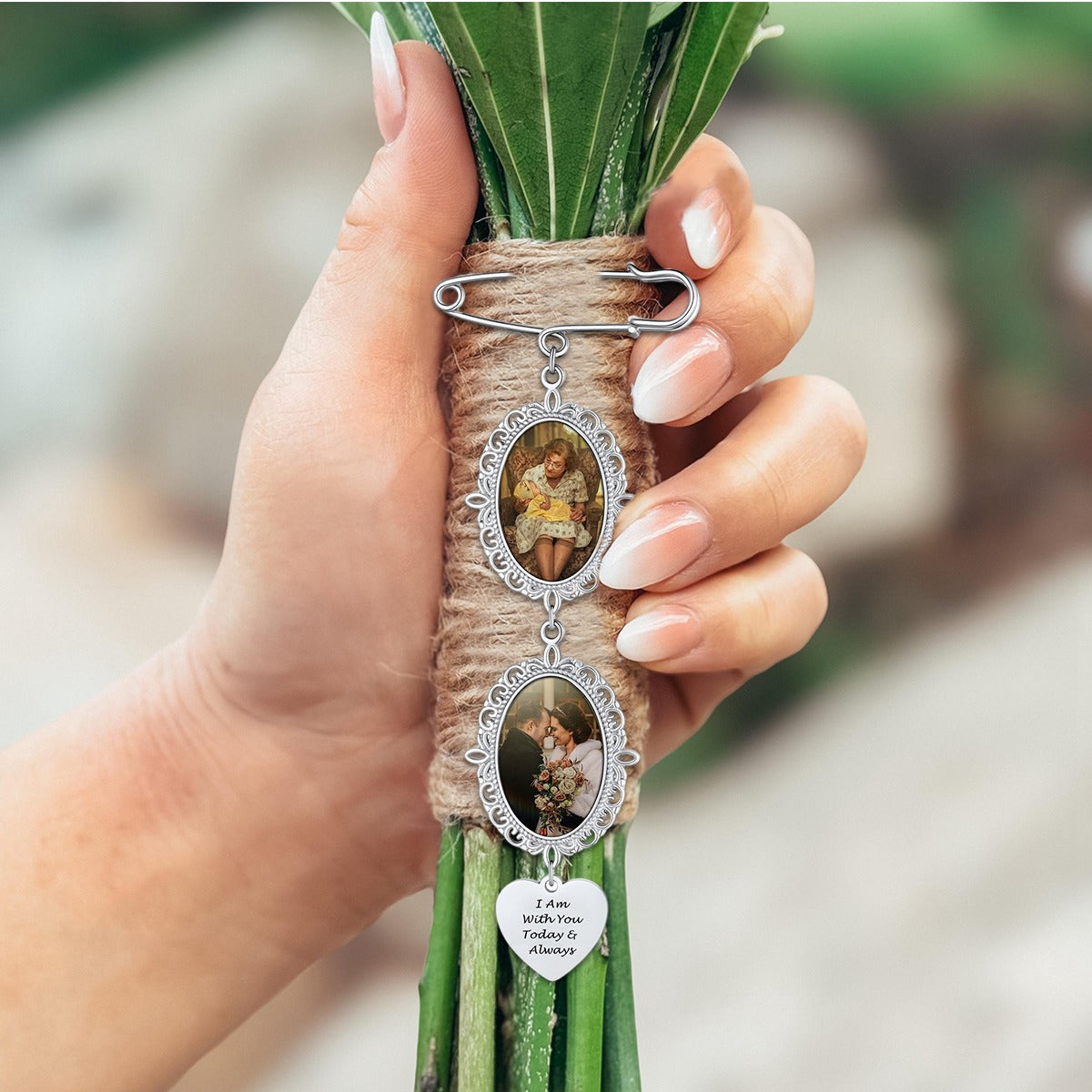 Personalized Wedding Bouquet Picture Charms Brooch Pins