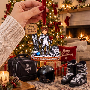 Personalized Ski Boy Ski Girl Christmas Ornament