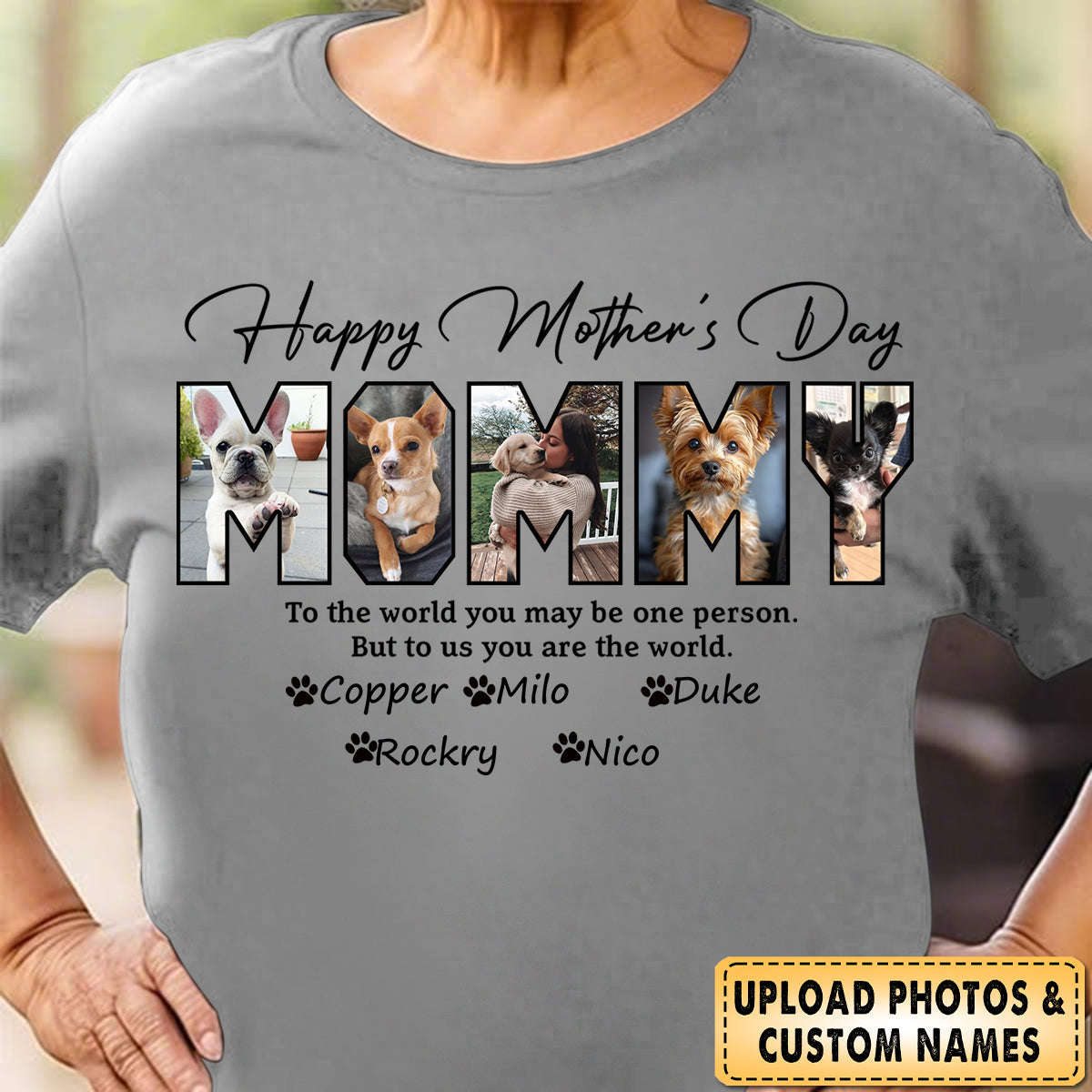Custom Photo Happy Mother's Day To Dog Mom - Personalized T shirt