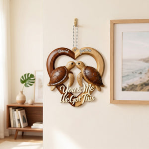 Heart With Turtles – Personalized Acrylic Hanging Ornament