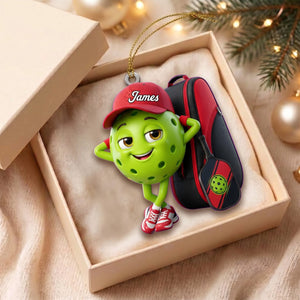 Pickleball Mascot With Sports Bag Ornament - Personalized Gift for Pickleball Enthusiasts