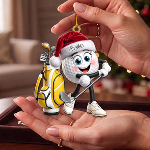 Energetic Swinging Golf Ball Mascot Acrylic Hanging Ornament – Personalized Gift For Golfers