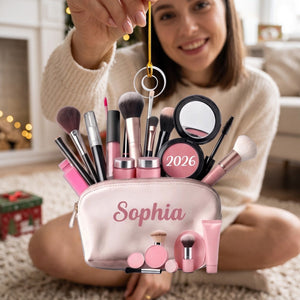 Makeup Bag Beauty Brush Christmas Acrylic Ornament - Personalized Gift For Makeup Lovers