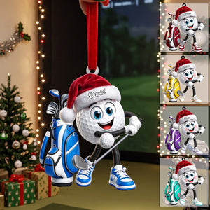 Energetic Swinging Golf Ball Mascot Acrylic Hanging Ornament – Personalized Gift For Golfers