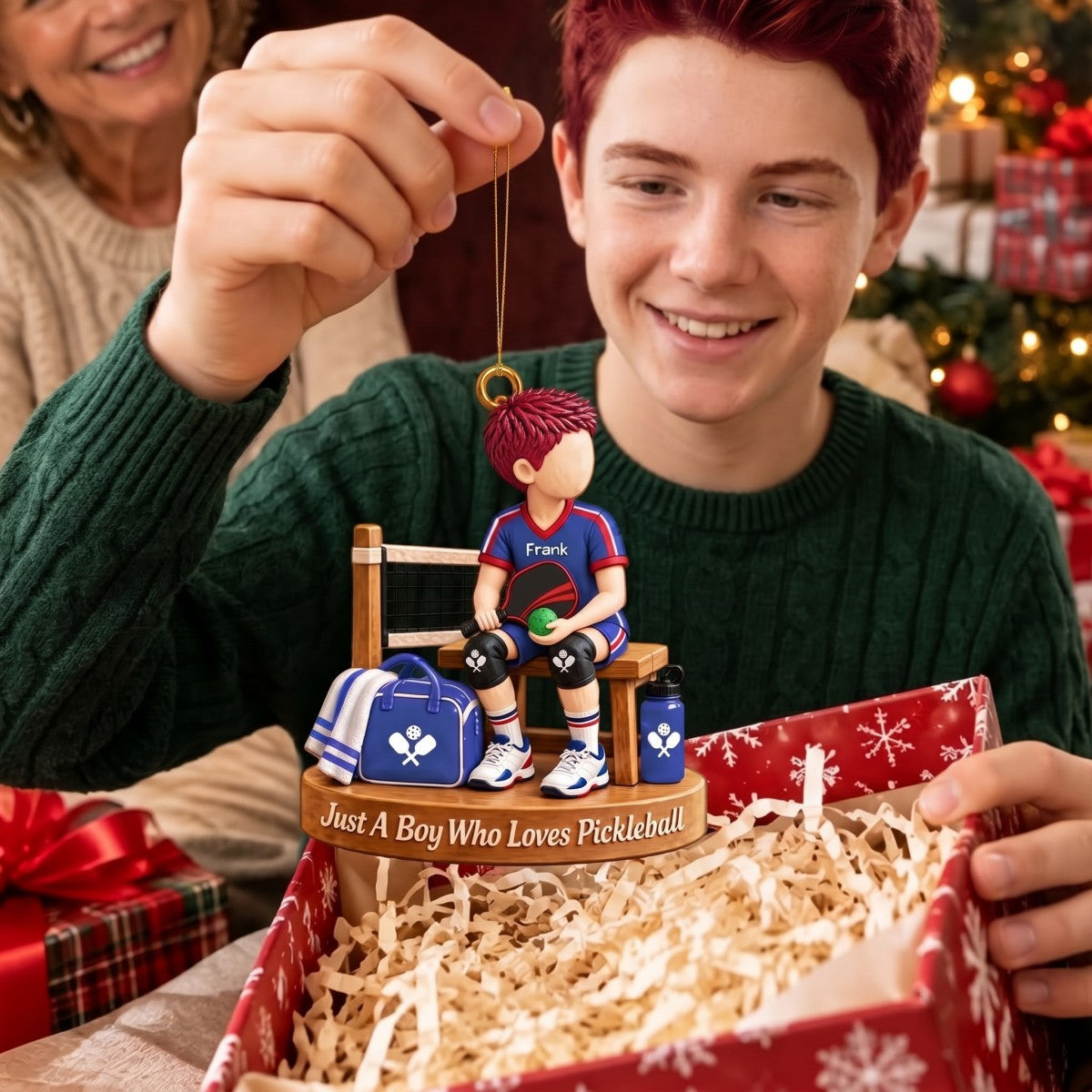 Personalized Pickleball Boy Girl Christmas Ornament - Custom Pickleball Player Gift
