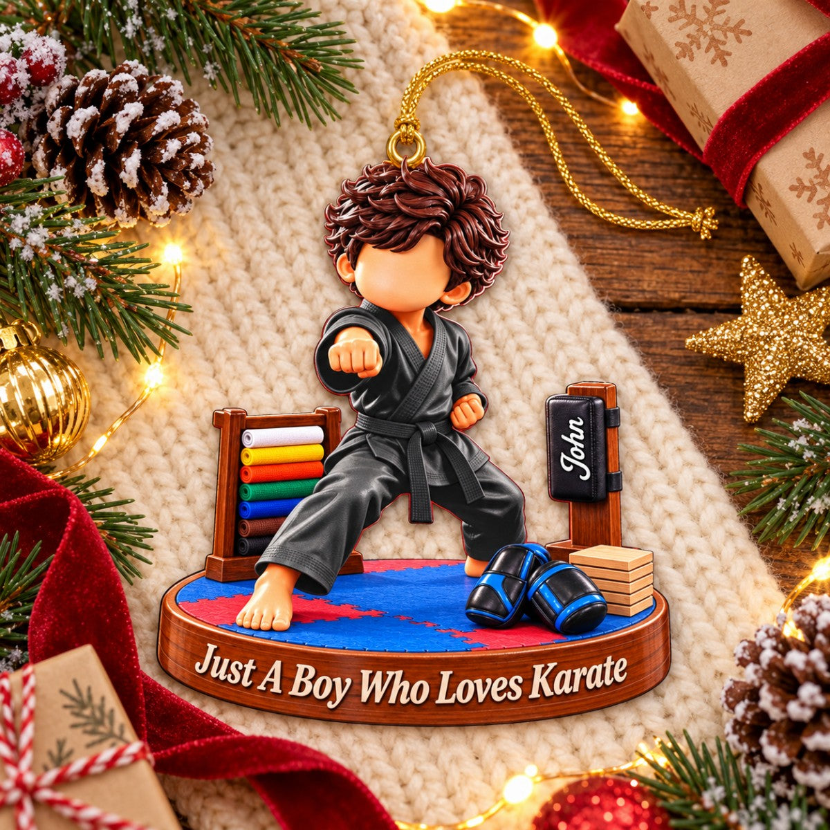 Karate Gift - Just A Boy Who Loves Karate Personalized Christmas Ornament