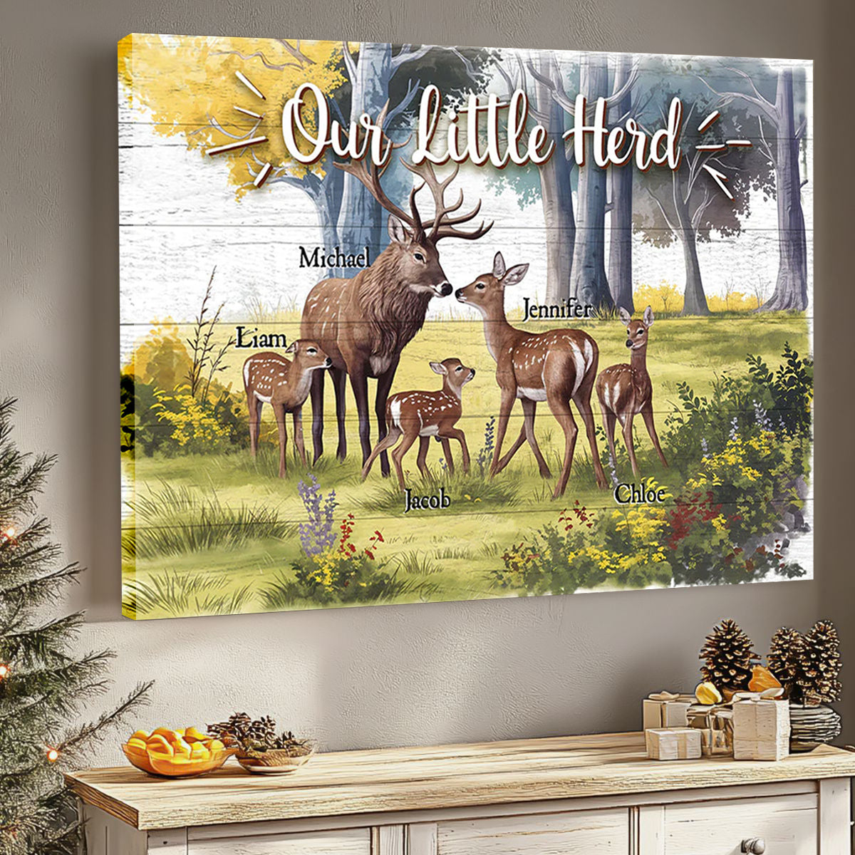 Deer Love Herd Our Little Herd Family Personalized Poster