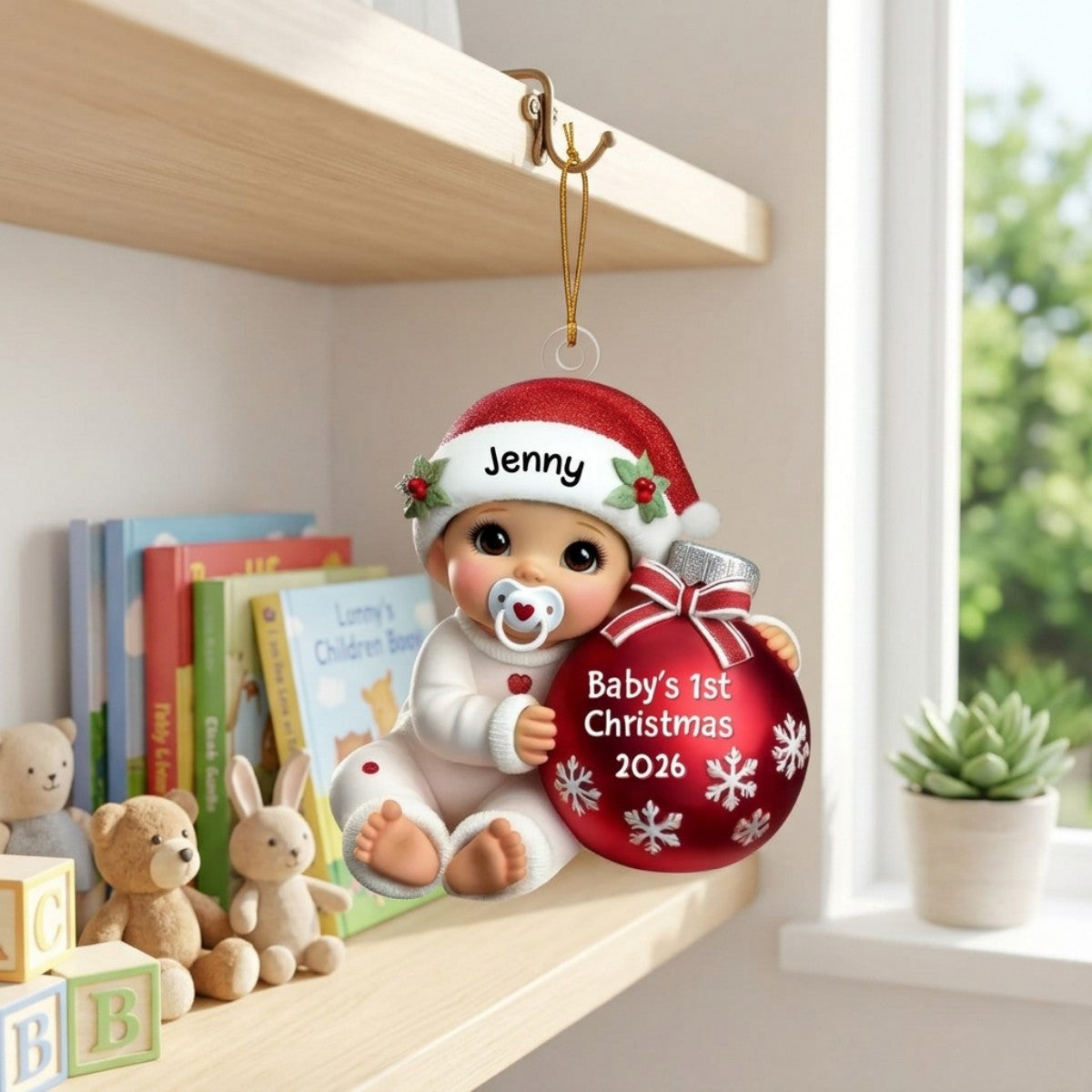 Baby Beside Christmas Bauble – Baby's 1st Christmas Personalized Ornament