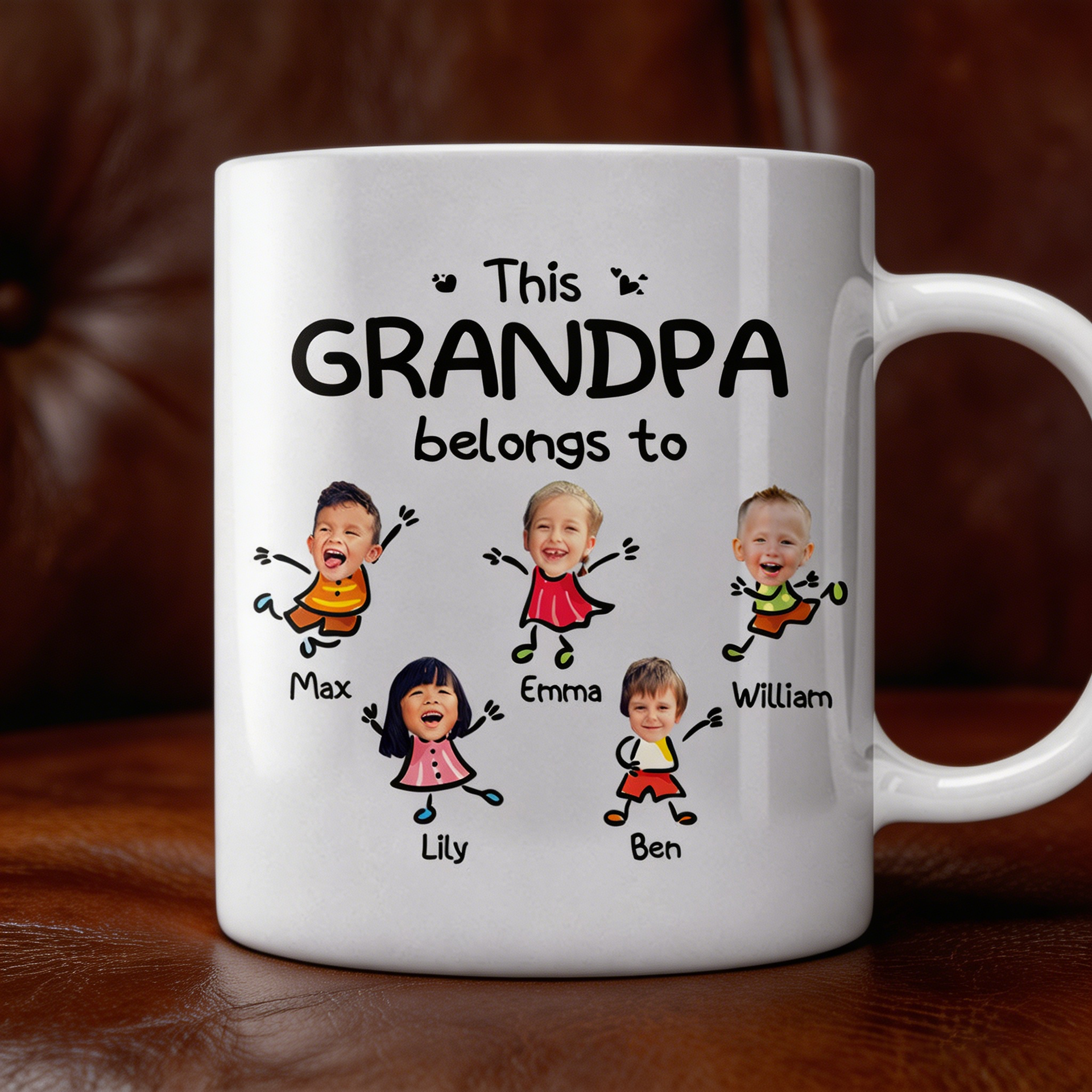 Personalized "This Grandpa Belongs To" Ceramic Mug – Father's Day Gift For Grandpa