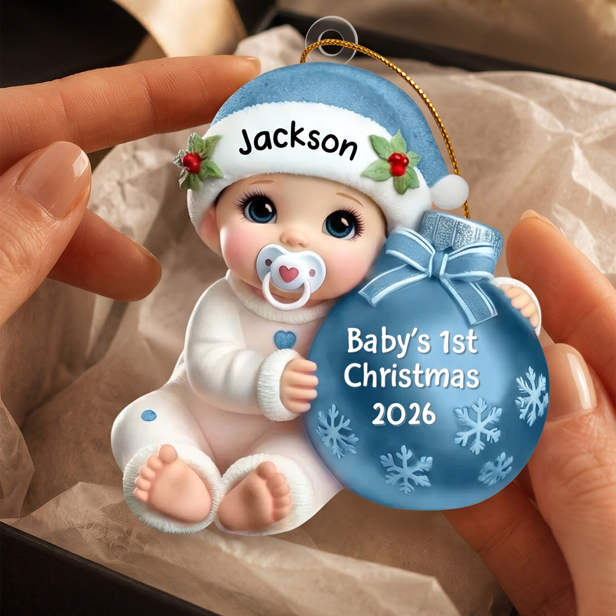 Baby Beside Christmas Bauble – Baby's 1st Christmas Personalized Ornament