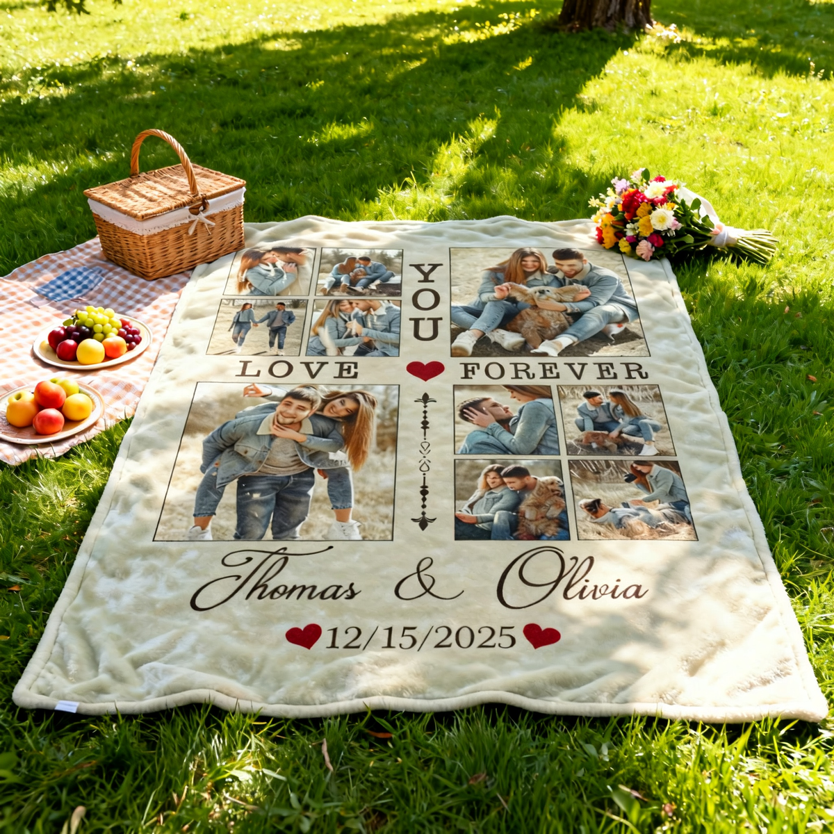 Personalized Couple Blanket With Photo, Custom Photo Blanket For Her, Picture Collage Gift For Couple, Anniversary Valentine’s Day Gifts For Her