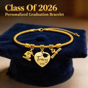 Class Of 2026 - Personalized Graduation Bracelet With Charms