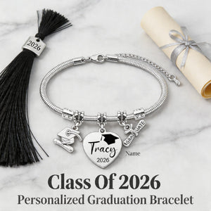 Class Of 2026 - Personalized Graduation Bracelet With Charms