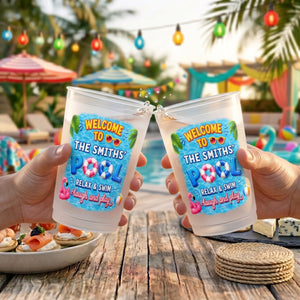 WELCOME TO POOL Summer Vacation And Poolside Gifts- Personalized Frosted Cups for Pool Party