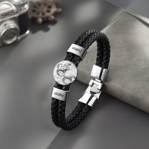 Gift For Dad,Husband,Son,Brother - Personalized Photo Leather Bracelet