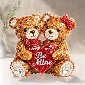3D Shiny Effect Bear Couple - Personalized Acrylic Block Plaque - Heartfelt Valentine's Day Gift for Her, for Him