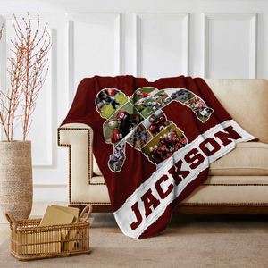 Personalized Football Player Gift American Football Photo Collage Blanket